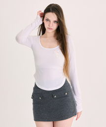 ARCMETHOD（アークメソッド）の「リボンレースハートスcoopネックトップス[ホワイト]（Tシャツ/カットソー）」