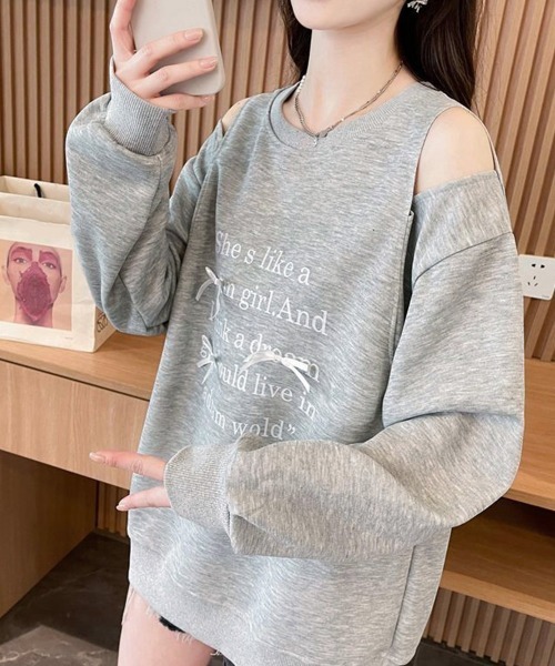 Miniministore(ミニミニストア)の「オフショルダースウェットレディース韓国風(スウェット・レディース・グレー・FREE)」の1枚目の写真
