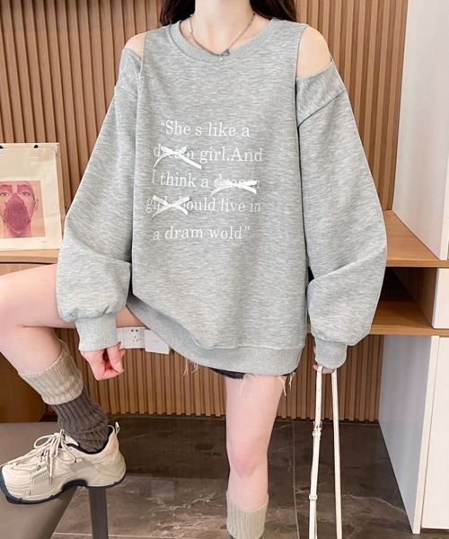 Miniministore(ミニミニストア)の「オフショルダースウェットレディース韓国風(スウェット・レディース・グレー・FREE)」の3枚目の写真