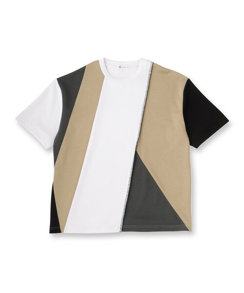 tk.TAKEO KIKUCHI(ティーケータケオキクチ)の「ダイヤゴナル半袖カットソー(Tシャツ/カットソー・メンズ・チャコール/ホワイト系5/ブラック系4・02/03)」の4枚目の写真