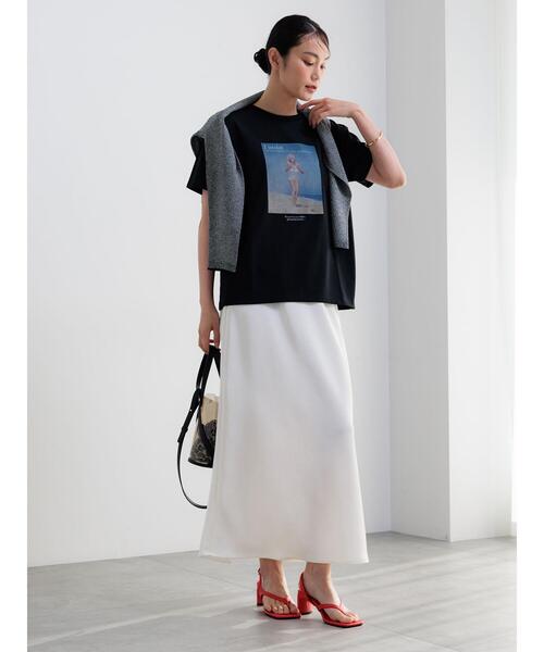 Te chichi(テチチ)の「マリリンモンロービーチフォトTシャツ(Tシャツ/カットソー・レディース・オフホワイト/ブラック・F)」の6枚目の写真