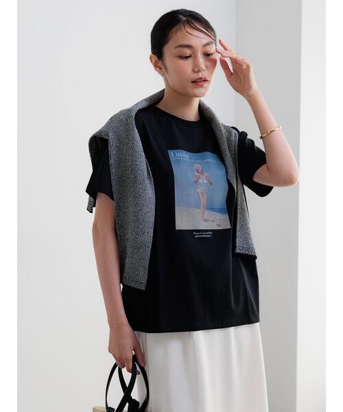 Te chichi(テチチ)の「マリリンモンロービーチフォトTシャツ(Tシャツ/カットソー・レディース・オフホワイト/ブラック・F)」の9枚目の写真