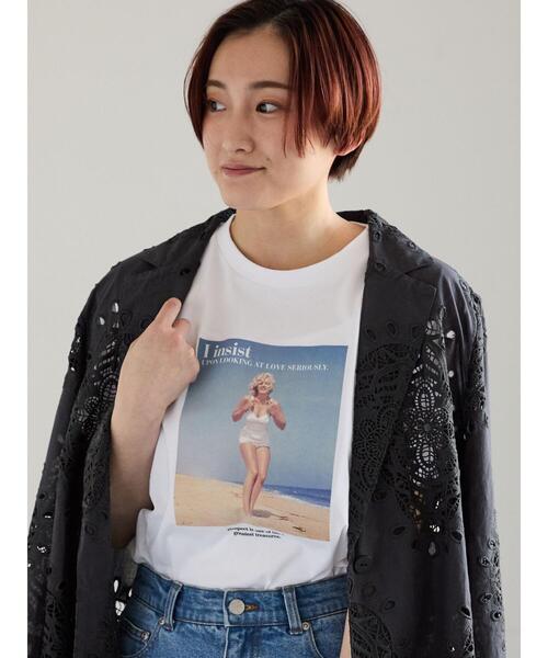 Te chichi(テチチ)の「マリリンモンロービーチフォトTシャツ(Tシャツ/カットソー・レディース・オフホワイト/ブラック・F)」の12枚目の写真
