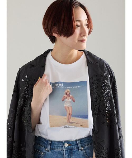 Te chichi(テチチ)の「マリリンモンロービーチフォトTシャツ(Tシャツ/カットソー・レディース・オフホワイト/ブラック・F)」の13枚目の写真