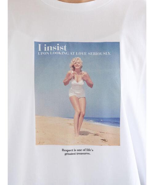 Te chichi(テチチ)の「マリリンモンロービーチフォトTシャツ(Tシャツ/カットソー・レディース・オフホワイト/ブラック・F)」の16枚目の写真