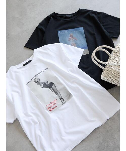 Te chichi(テチチ)の「マリリンモンロービーチフォトTシャツ(Tシャツ/カットソー・レディース・オフホワイト/ブラック・F)」の17枚目の写真