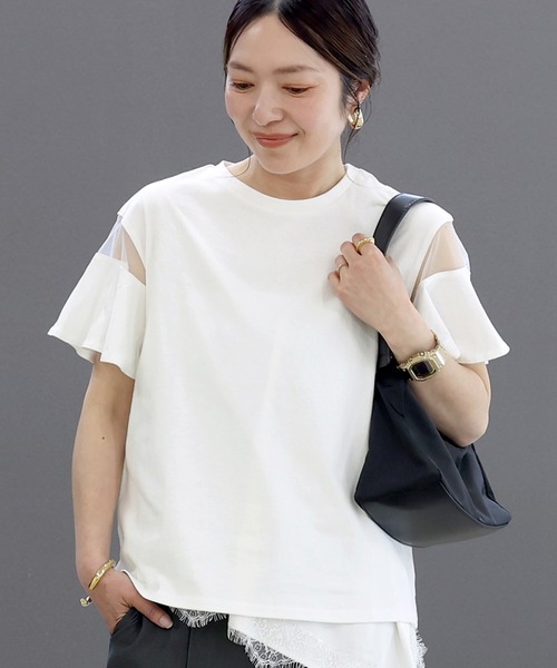 Aletta vita(アレッタビータ)の「綿天竺シアースリーブプルオーバー(Tシャツ/カットソー・レディース・ブラック/オフホワイト・M)」の8枚目の写真