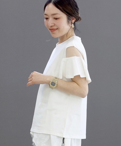 Aletta vita(アレッタビータ)の「綿天竺シアースリーブプルオーバー(Tシャツ/カットソー・レディース・ブラック/オフホワイト・M)」の13枚目の写真