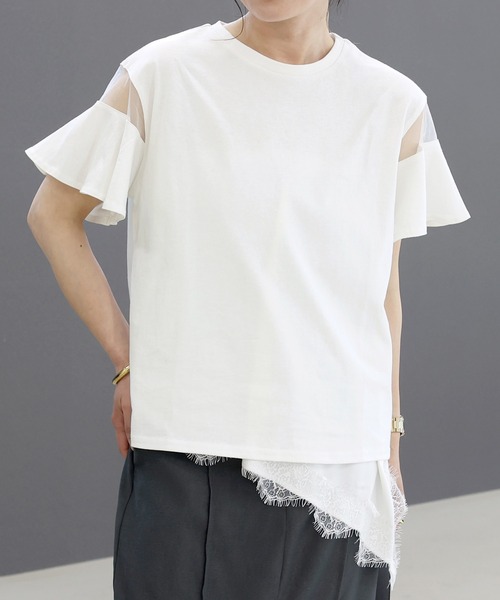 Aletta vita(アレッタビータ)の「綿天竺シアースリーブプルオーバー(Tシャツ/カットソー・レディース・ブラック/オフホワイト・M)」の9枚目の写真