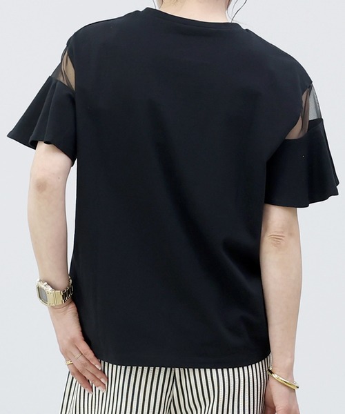 Aletta vita(アレッタビータ)の「綿天竺シアースリーブプルオーバー(Tシャツ/カットソー・レディース・ブラック/オフホワイト・M)」の21枚目の写真