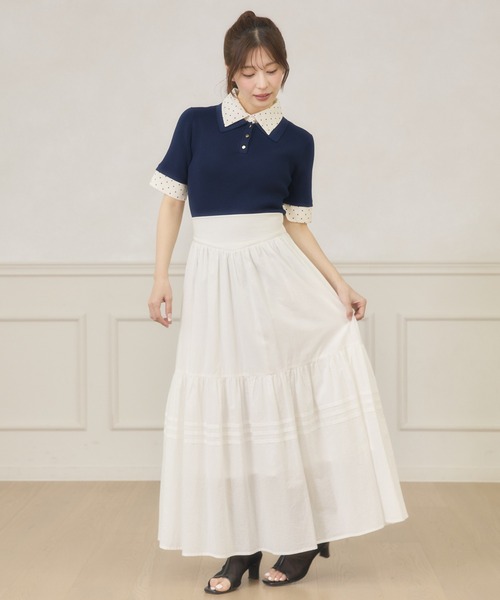Ambre Neige(アンブルネージュ)の「dot collar polo knit / ドットエリポロニット(ニット/セーター・レディース・グリーン/ネイビー/ライトイエロー・FREE)」の7枚目の写真