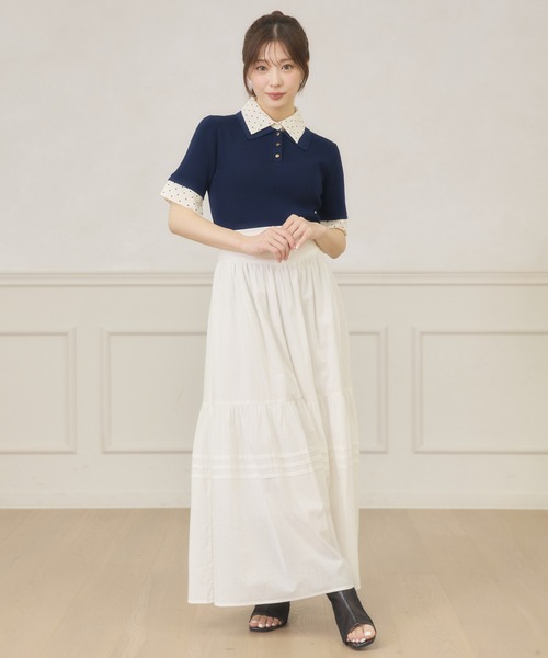 Ambre Neige(アンブルネージュ)の「dot collar polo knit / ドットエリポロニット(ニット/セーター・レディース・グリーン/ネイビー/ライトイエロー・FREE)」の8枚目の写真
