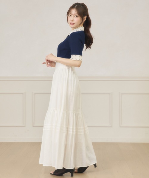 Ambre Neige(アンブルネージュ)の「dot collar polo knit / ドットエリポロニット(ニット/セーター・レディース・グリーン/ネイビー/ライトイエロー・FREE)」の9枚目の写真