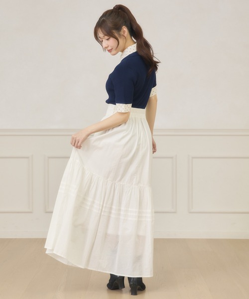 Ambre Neige(アンブルネージュ)の「dot collar polo knit / ドットエリポロニット(ニット/セーター・レディース・グリーン/ネイビー/ライトイエロー・FREE)」の10枚目の写真