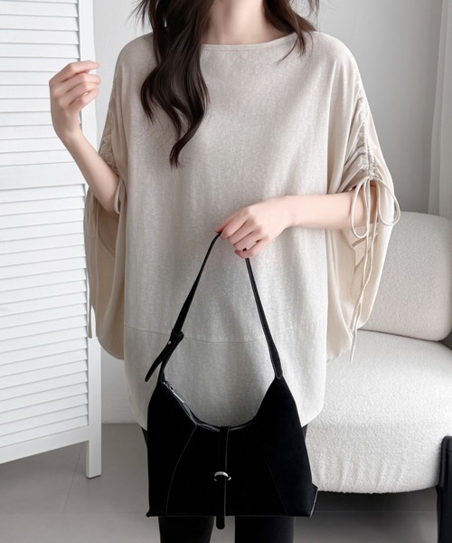 ABITOKYO(アビトーキョー)の「袖ドロストギャザードルマンポンチョプルオーバー(Tシャツ/カットソー・レディース・チャコールグレー/ブルー/ベージュ・FREE)」の3枚目の写真