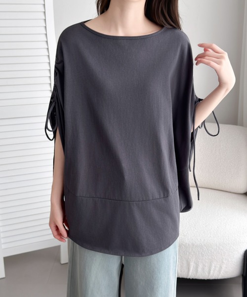 ABITOKYO(アビトーキョー)の「袖ドロストギャザードルマンポンチョプルオーバー(Tシャツ/カットソー・レディース・チャコールグレー/ブルー/ベージュ・FREE)」の13枚目の写真