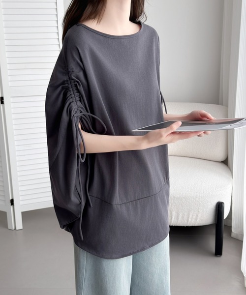 ABITOKYO(アビトーキョー)の「袖ドロストギャザードルマンポンチョプルオーバー(Tシャツ/カットソー・レディース・チャコールグレー/ブルー/ベージュ・FREE)」の14枚目の写真