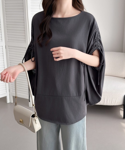 ABITOKYO(アビトーキョー)の「袖ドロストギャザードルマンポンチョプルオーバー(Tシャツ/カットソー・レディース・チャコールグレー/ブルー/ベージュ・FREE)」の20枚目の写真