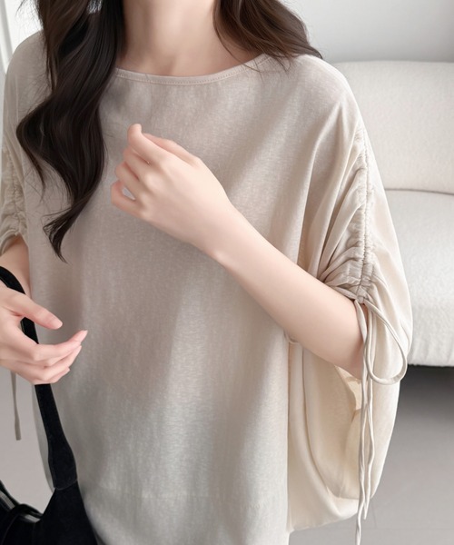 ABITOKYO(アビトーキョー)の「袖ドロストギャザードルマンポンチョプルオーバー(Tシャツ/カットソー・レディース・チャコールグレー/ブルー/ベージュ・FREE)」の16枚目の写真