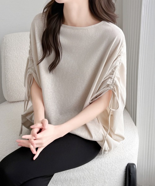 ABITOKYO(アビトーキョー)の「袖ドロストギャザードルマンポンチョプルオーバー(Tシャツ/カットソー・レディース・チャコールグレー/ブルー/ベージュ・FREE)」の17枚目の写真