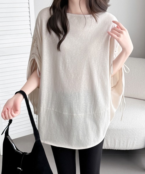 ABITOKYO(アビトーキョー)の「袖ドロストギャザードルマンポンチョプルオーバー(Tシャツ/カットソー・レディース・チャコールグレー/ブルー/ベージュ・FREE)」の18枚目の写真