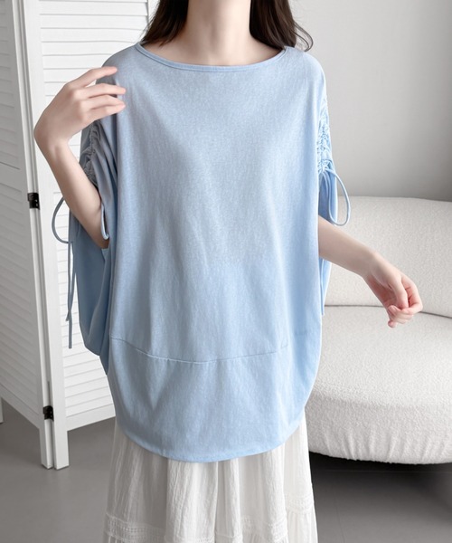 ABITOKYO(アビトーキョー)の「袖ドロストギャザードルマンポンチョプルオーバー(Tシャツ/カットソー・レディース・チャコールグレー/ブルー/ベージュ・FREE)」の11枚目の写真