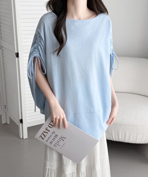 ABITOKYO(アビトーキョー)の「袖ドロストギャザードルマンポンチョプルオーバー(Tシャツ/カットソー・レディース・チャコールグレー/ブルー/ベージュ・FREE)」の12枚目の写真