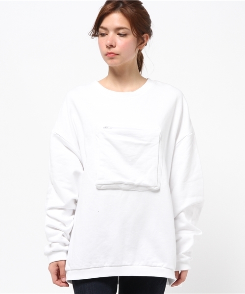 OUTLET（アウトレット）の「【IKUMI】□POCKETPULLOVER（Tシャツ/カットソー・レディース・ブラック/ホワイト・FREE）」の3枚目の写真