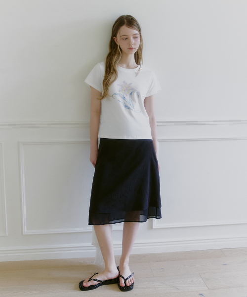 MICANE(ミケーネ)の「アロハ-ブルーフラワーティ(Tシャツ/カットソー・レディース・アイボリー・SMALL/MEDIUM/LARGE/X-LARGE)」の4枚目の写真