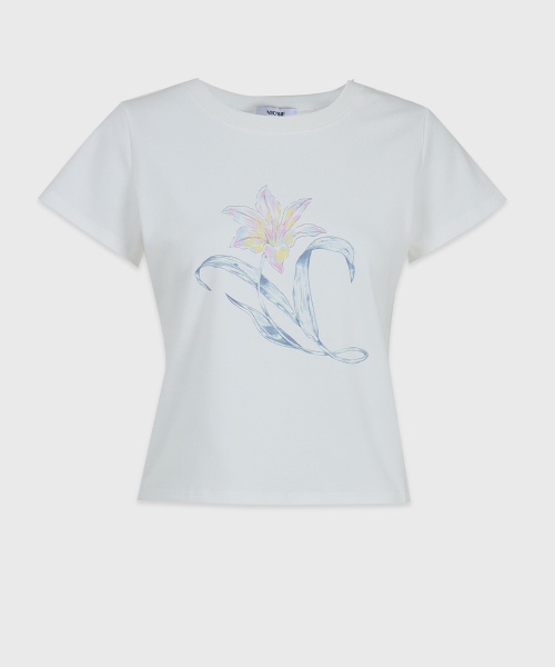 MICANE(ミケーネ)の「アロハ-ブルーフラワーティ(Tシャツ/カットソー・レディース・アイボリー・SMALL/MEDIUM/LARGE/X-LARGE)」の6枚目の写真