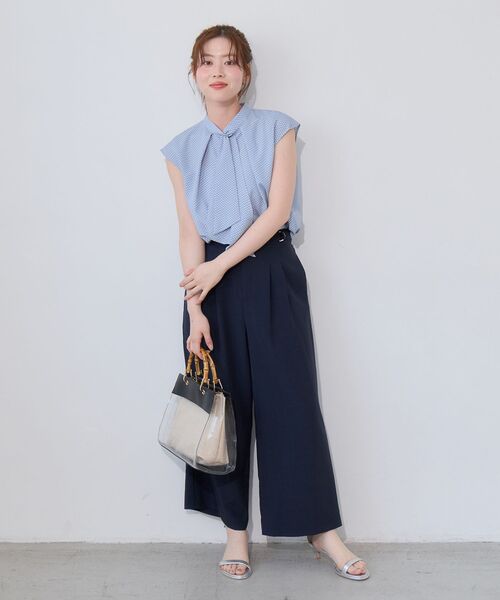 le.coeur blanc（ルクールブラン）の「【日本製】幾何柄フレンチタイブラウス（シャツ/ブラウス・レディース・ブルー系その他4/ブルー系その他3・38）」の12枚目の写真
