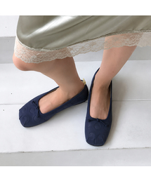 PORTERNA（ポルテナ）の「DOT SQUARE FLATS - NAVY（バレエシューズ）」