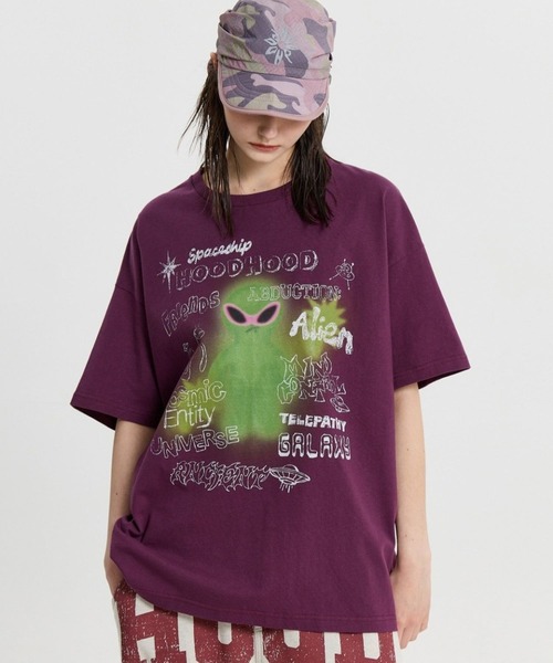 HOODHOOD(フッドフッド)の「【UNISEX】HOODHOOD/Spray Alien Tシャツ(Tシャツ/カットソー・レディース・ホワイト/ネイビー/パープル・MEDIUM)」の20枚目の写真
