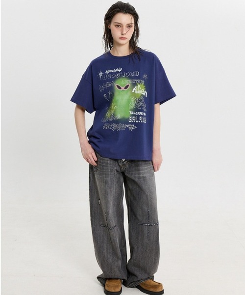 HOODHOOD(フッドフッド)の「【UNISEX】HOODHOOD/Spray Alien Tシャツ(Tシャツ/カットソー・レディース・ホワイト/ネイビー/パープル・MEDIUM)」の22枚目の写真