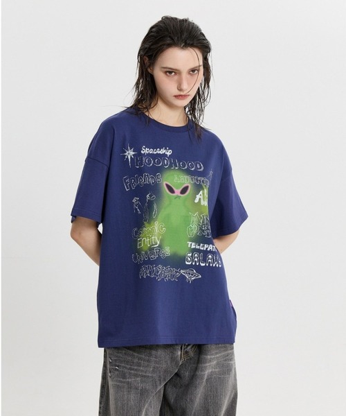 HOODHOOD(フッドフッド)の「【UNISEX】HOODHOOD/Spray Alien Tシャツ(Tシャツ/カットソー・レディース・ホワイト/ネイビー/パープル・MEDIUM)」の16枚目の写真