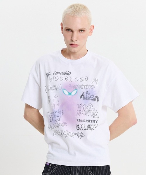 HOODHOOD(フッドフッド)の「【UNISEX】HOODHOOD/Spray Alien Tシャツ(Tシャツ/カットソー・レディース・ホワイト/ネイビー/パープル・MEDIUM)」の19枚目の写真