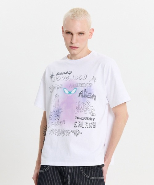 HOODHOOD(フッドフッド)の「【UNISEX】HOODHOOD/Spray Alien Tシャツ(Tシャツ/カットソー・レディース・ホワイト/ネイビー/パープル・MEDIUM)」の12枚目の写真