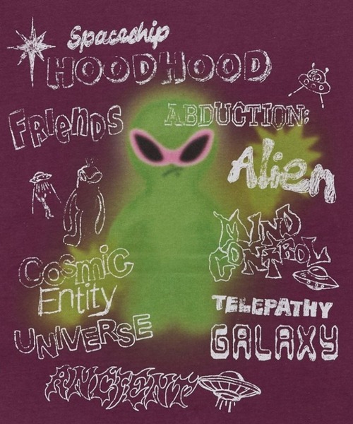HOODHOOD(フッドフッド)の「【UNISEX】HOODHOOD/Spray Alien Tシャツ(Tシャツ/カットソー・レディース・ホワイト/ネイビー/パープル・MEDIUM)」の7枚目の写真