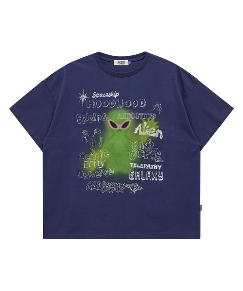 HOODHOOD(フッドフッド)の「【UNISEX】HOODHOOD/Spray Alien Tシャツ(Tシャツ/カットソー・レディース・ホワイト/ネイビー/パープル・MEDIUM)」の8枚目の写真