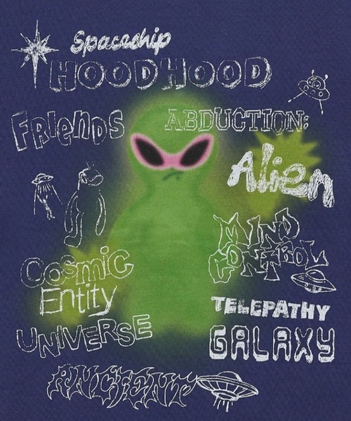 HOODHOOD(フッドフッド)の「【UNISEX】HOODHOOD/Spray Alien Tシャツ(Tシャツ/カットソー・レディース・ホワイト/ネイビー/パープル・MEDIUM)」の10枚目の写真