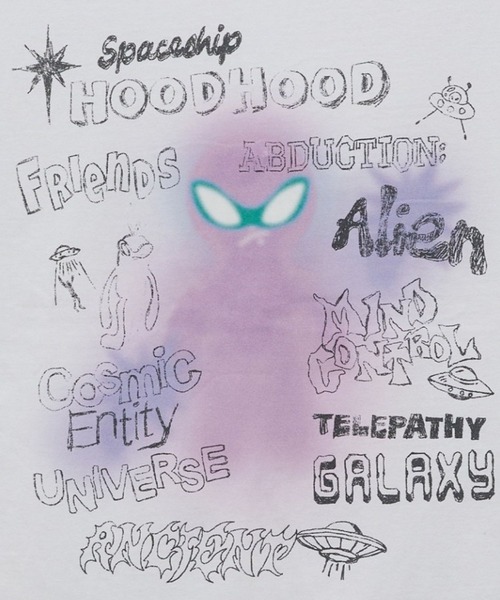 HOODHOOD(フッドフッド)の「【UNISEX】HOODHOOD/Spray Alien Tシャツ(Tシャツ/カットソー・レディース・ホワイト/ネイビー/パープル・MEDIUM)」の5枚目の写真