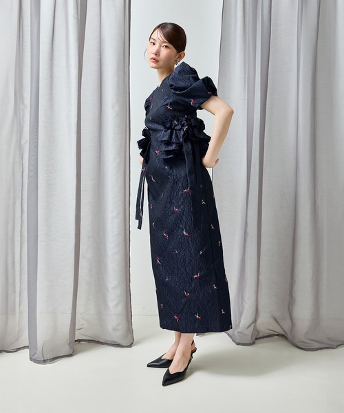 Kana（カナ）の「ブロッサムフリルワンピースドレス 結婚式 パーティードレス オケージョンドレス お呼ばれワンピース（ドレス・レディース・ネイビー/ブラック/ベージュ・M/S/L）」の15枚目の写真