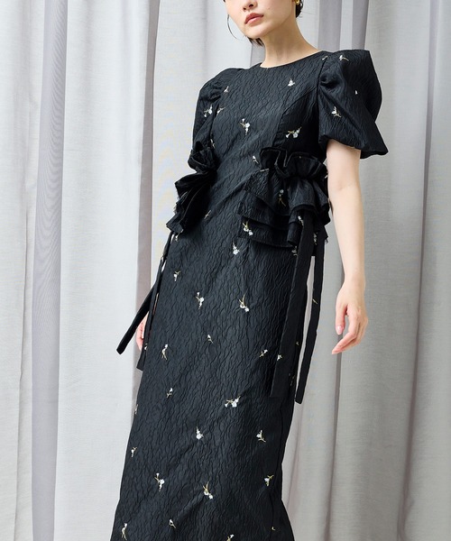 Kana（カナ）の「ブロッサムフリルワンピースドレス 結婚式 パーティードレス オケージョンドレス お呼ばれワンピース（ドレス・レディース・ネイビー/ブラック/ベージュ・M/S/L）」の22枚目の写真