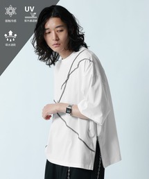 <接触冷感/吸水速乾 >SIDE ZIP DESIGN T-SHIRT/サイドZIPデザインTシャツ