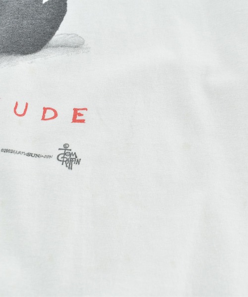 GILDAN（ギルダン）の「【USED】Y2K GILDAN “CATTITUDE” アニマル Tシャツ（Tシャツ/カットソー・メンズ・ホワイト・LARGE）」の4枚目の写真