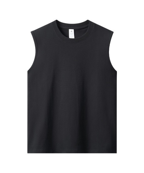 CLOTHY(クロシィ)の「【綿100%の快適な着心地】メンズ コットン100 ノースリーブ Tシャツ(タンクトップ・メンズ・ブラック/オフホワイト・LARGE/MEDIUM)」の13枚目の写真