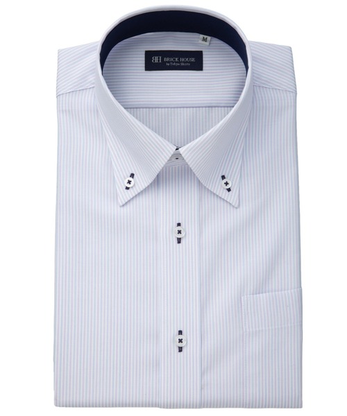 TOKYO SHIRTS(トウキョウシャツ)の「【吸水速乾】 形態安定ノンアイロン ボタンダウン 半袖ビジネスワイシャツ(ビジネスシャツ・メンズ・パープル・首回り42cm/首回り43cm/首回り39cm/首回り37cm/首回り41cm)」の1枚目の写真