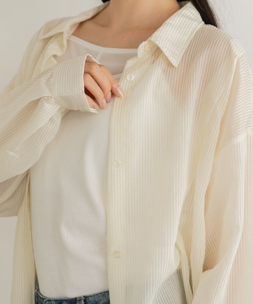 Nulli(ヌリ)の「ストリングストライプシャツ(シャツ/ブラウス・レディース・アイボリー/ブルー/ピンク・FREE)」の11枚目の写真