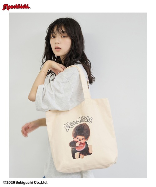 Mac-House(マックハウス)の「【 Monchhichi / モンチッチ 】プリント キャンバス トートバッグ(トートバッグ・レディース・ホワイト系2/ホワイト系1・FREE)」の2枚目の写真