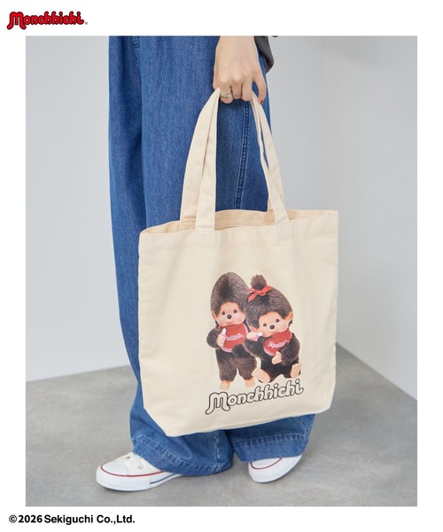 Mac-House(マックハウス)の「【 Monchhichi / モンチッチ 】プリント キャンバス トートバッグ(トートバッグ・レディース・ホワイト系2/ホワイト系1・FREE)」の1枚目の写真